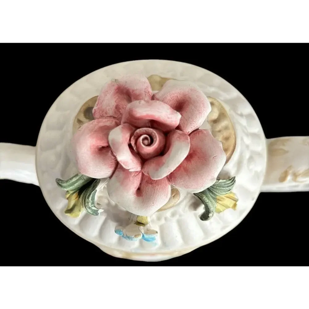 Capodimonte Amphora Porcelain Pitcher Vase with Lid